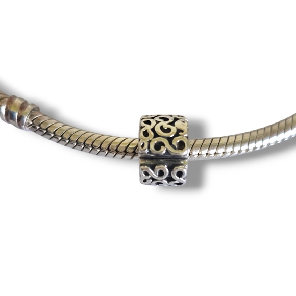 Pandora Sterling Silver Fixed Swirl Clip Charm Spacer 790338 Retired - Picture 5 of 16